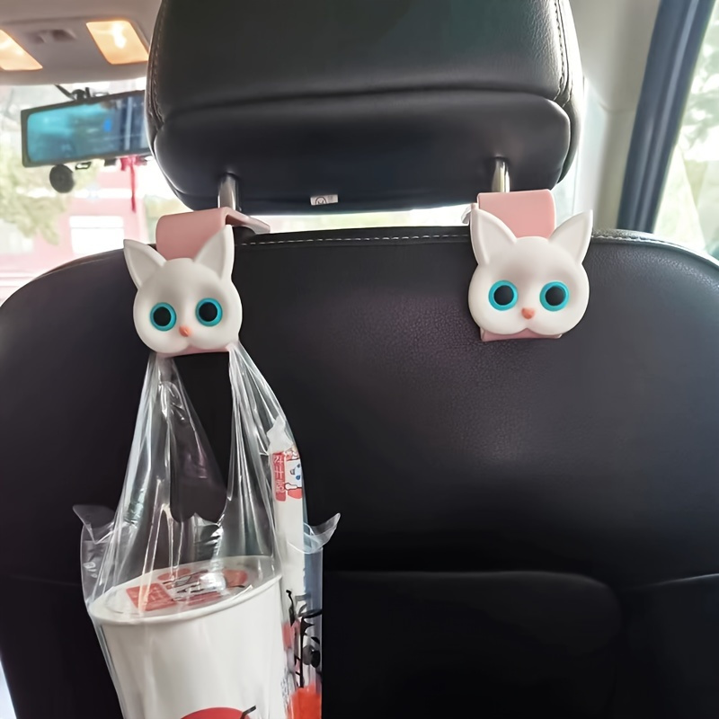 2-Pack 3D Cat Design Car Seat Headrest Hooks - Plastic Vehicle Storage Hanger for Handbag, Purse, Coat - Cute Car Accessories details 5