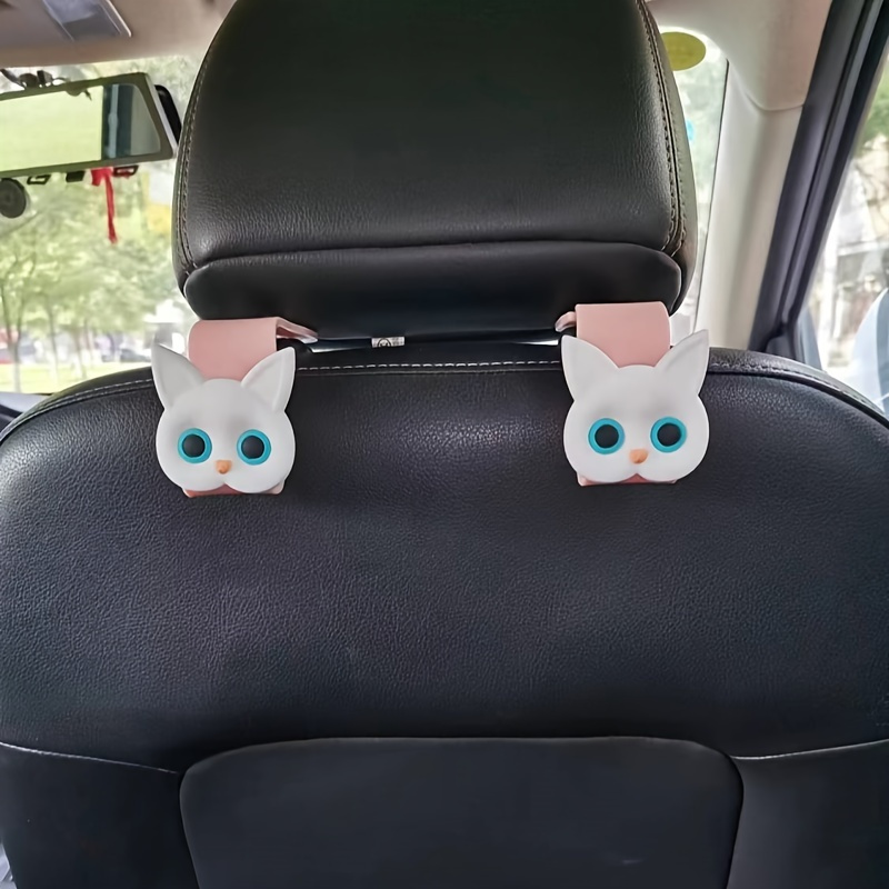 2-Pack 3D Cat Design Car Seat Headrest Hooks - Plastic Vehicle Storage Hanger for Handbag, Purse, Coat - Cute Car Accessories details 10