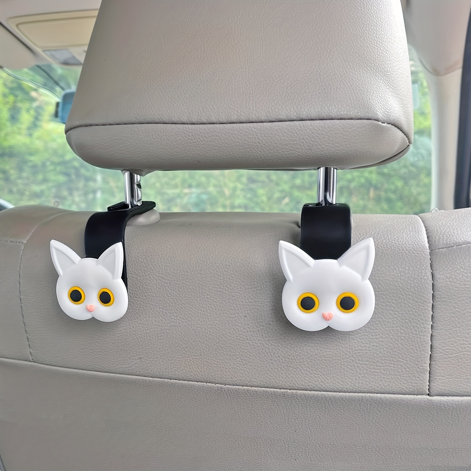 2-Pack 3D Cat Design Car Seat Headrest Hooks - Plastic Vehicle Storage Hanger for Handbag, Purse, Coat - Cute Car Accessories details 11