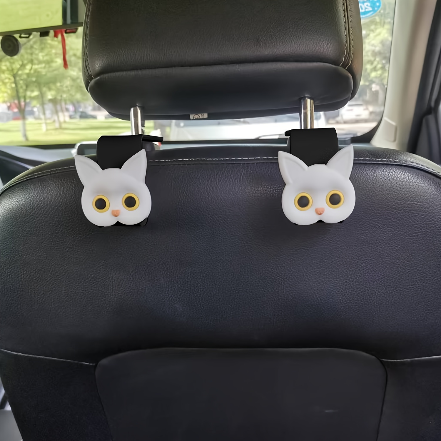 2-Pack 3D Cat Design Car Seat Headrest Hooks - Plastic Vehicle Storage Hanger for Handbag, Purse, Coat - Cute Car Accessories details 12