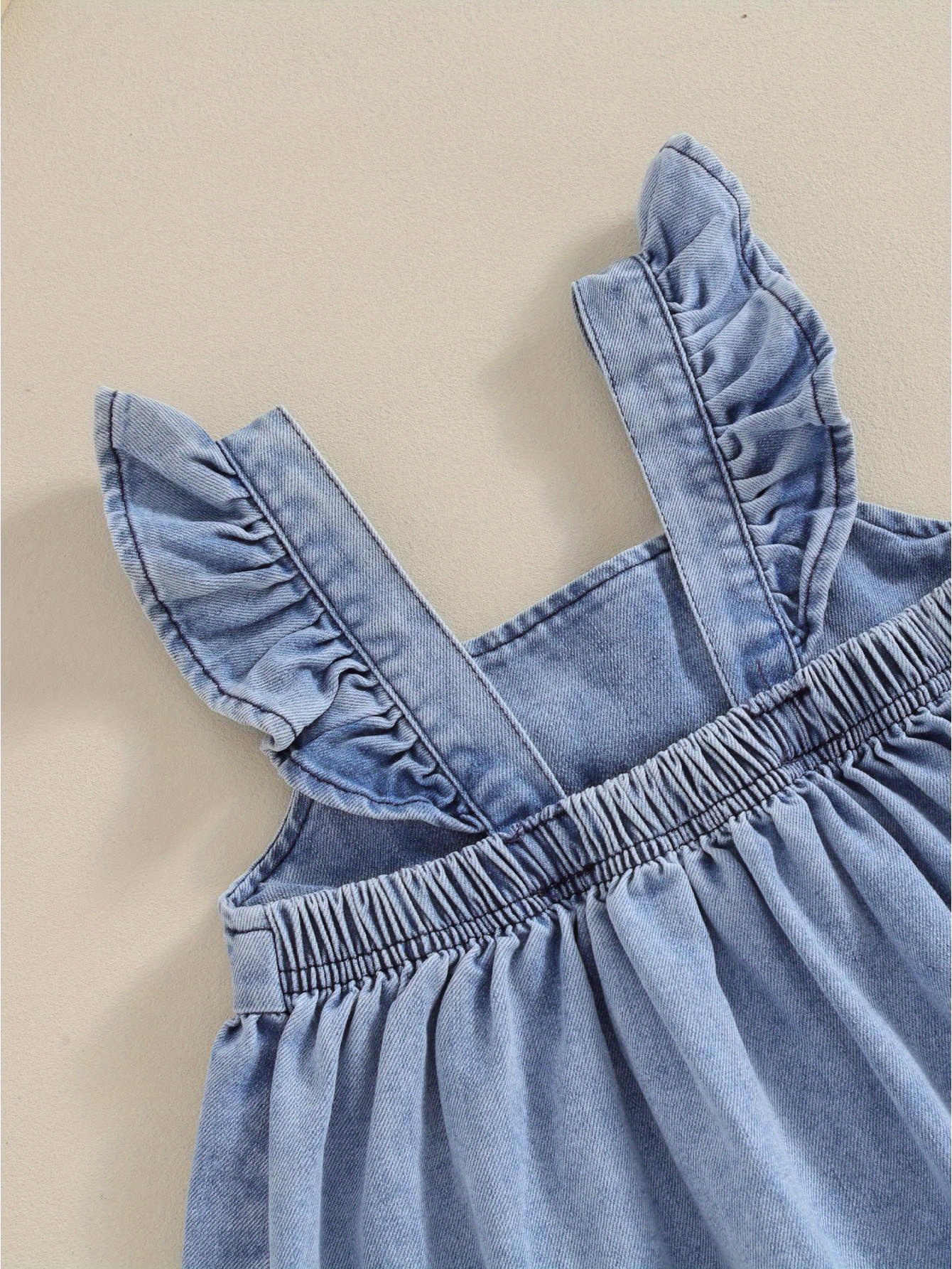denim dress girls aged 6 months 4 years featuring a solid - Temu