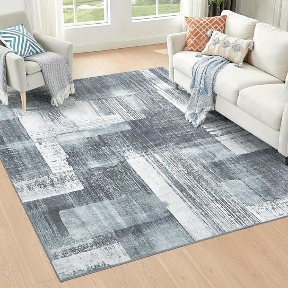 

1 Pc, Orhopui Washable Rug Modern Area Rug Low Pile Bedroom Rug, Thin Living Room Rug With Non Slip Backing No Shedding Large Area Rug Lightweight Abstract Machine Washble Rug For Home, Grey