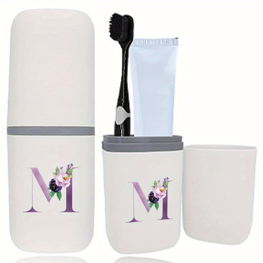 TEMU Personalized Toothbrush Holder With Mouthwash Cup, Detachable Dustproof Travel Toothpaste Case, Multifunctional Waterproof Organizer, Unscented,