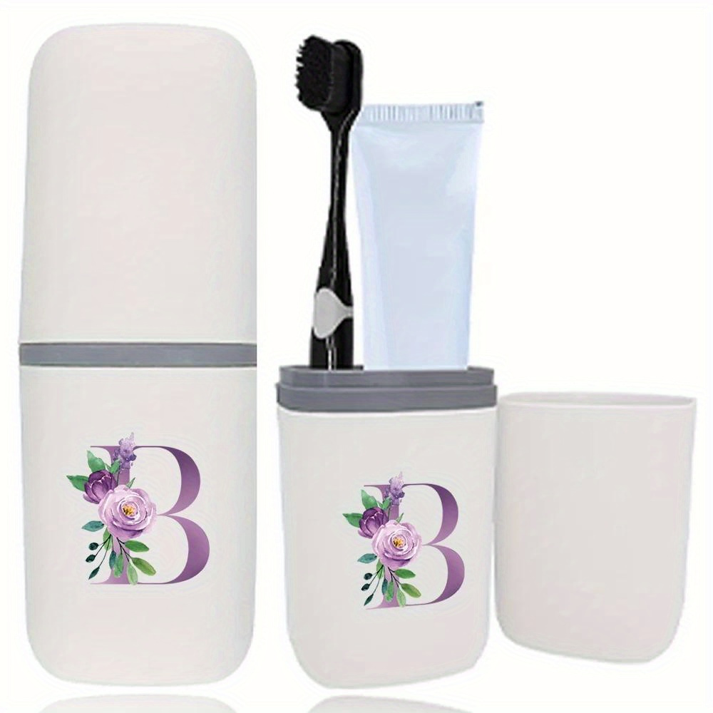 TEMU Personalized Toothbrush Holder With Mouthwash Cup, Detachable Dustproof Travel Toothpaste Case, Multifunctional Waterproof Organizer, Unscented,