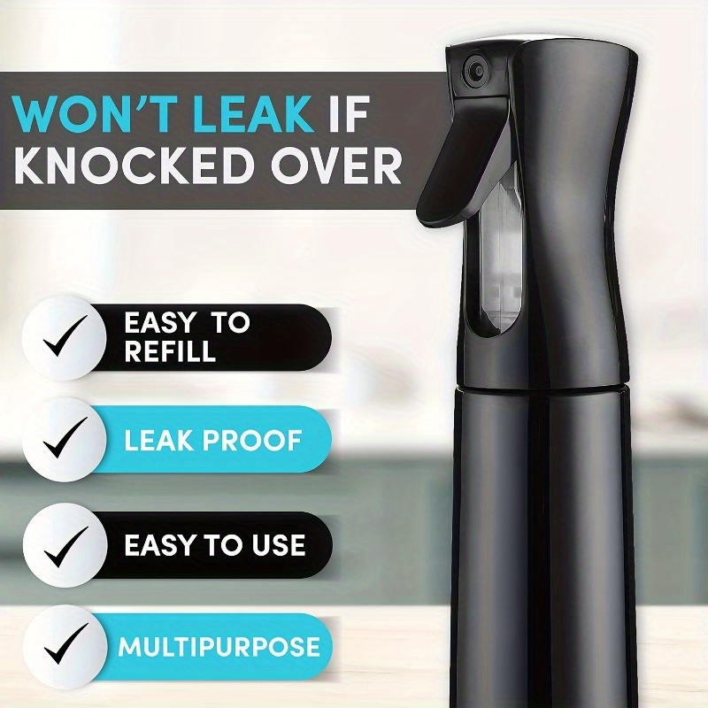continuous mist spray bottle 10oz leak proof plastic water sprayer   mist refillable   multipurpose for   salon plant watering essential oils black 0