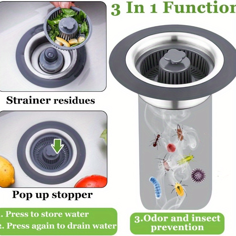 

A Combination Of A Drain Strainer And Stopper, Made Of Steel, For A 3-1/2 Drain.