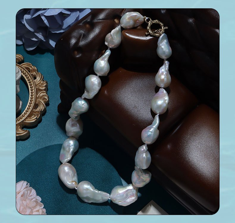 baroque style freshwater abalone shell necklace with ot rotating clasp unique and irregular pearls for       music festivals and vacations suitable for   a romantic gift for valentines day details 1