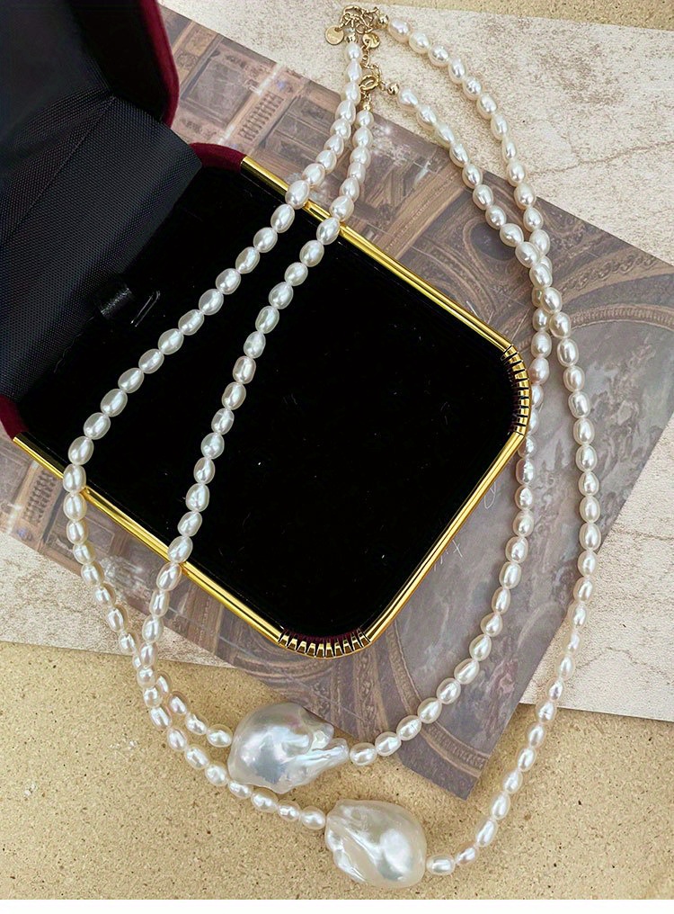 elegant baroque     necklace irregular clavicle chain   fashion unique   pearls suitable for daily vacation wear natural   womens fashion jewelry details 0