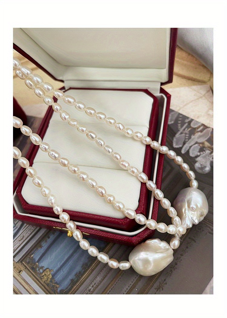 elegant baroque     necklace irregular clavicle chain   fashion unique   pearls suitable for daily vacation wear natural   womens fashion jewelry details 2