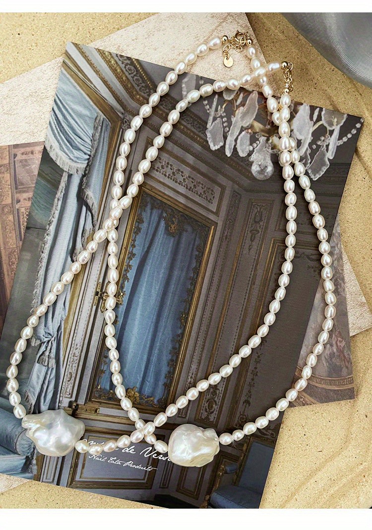 elegant baroque     necklace irregular clavicle chain   fashion unique   pearls suitable for daily vacation wear natural   womens fashion jewelry details 4