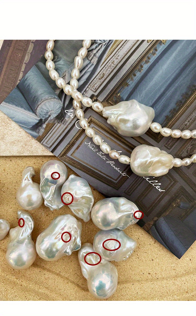 elegant baroque     necklace irregular clavicle chain   fashion unique   pearls suitable for daily vacation wear natural   womens fashion jewelry details 6