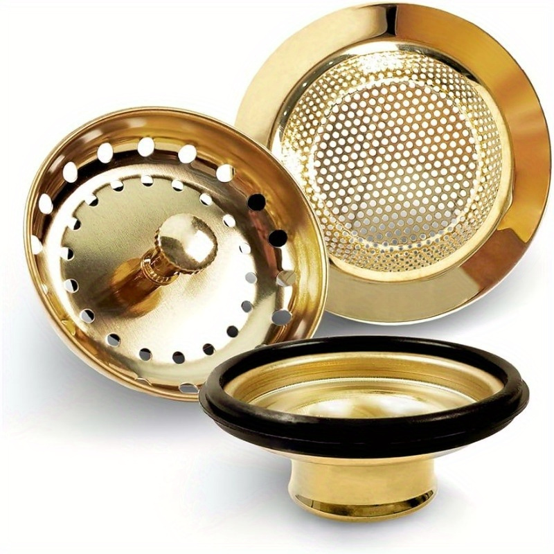 TEMU Tapón de filtro para desagüe de fregadero, tapón de acero inoxidable para fregadero de cocina con desmontable, colador de filtro universal