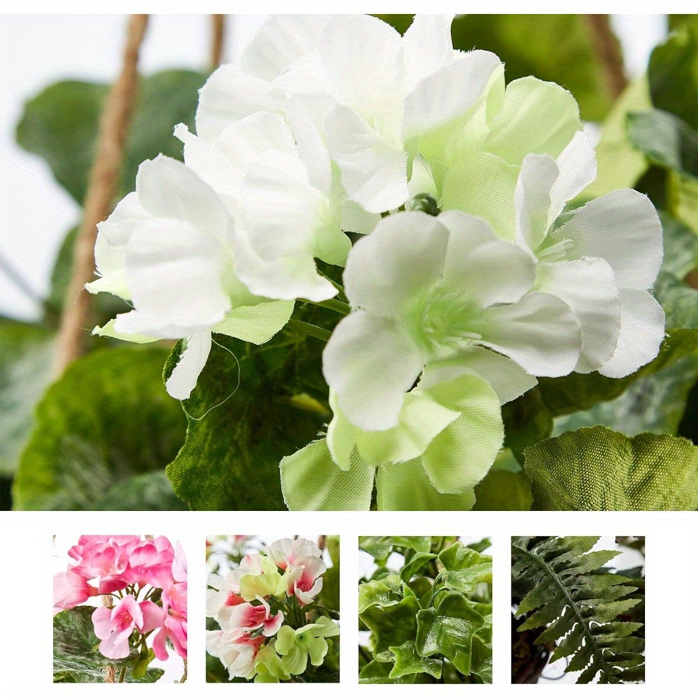 Faux Flowers White Geranium Hanging Natural And Lifelike Floral ...