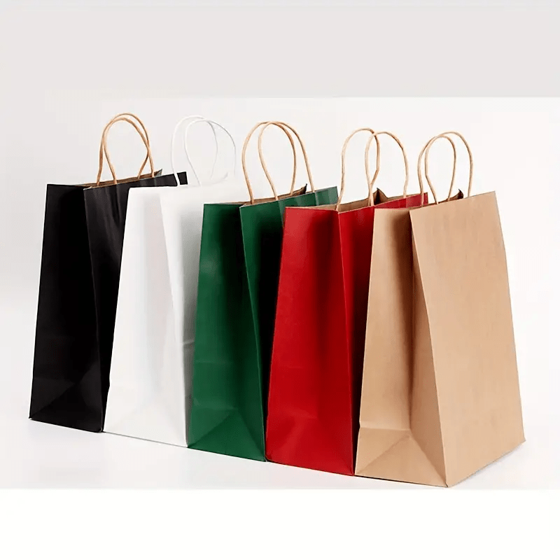 

10pcs Kraft Paper Bags With Handles - Blank Diy Craft Bags For Shopping, Parties, Weddings & Gift Wrapping - Sustainable Recycled Material