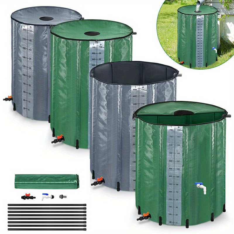 

Froadp Foldable Rain Butt Rain Barrel - Rainwater Barrel Water Tank Rain Tank With Water Inlet Grille & Drain Valve Rainwater Tank Ideal For Watering Or Cleaning Your Garden, Green/grey