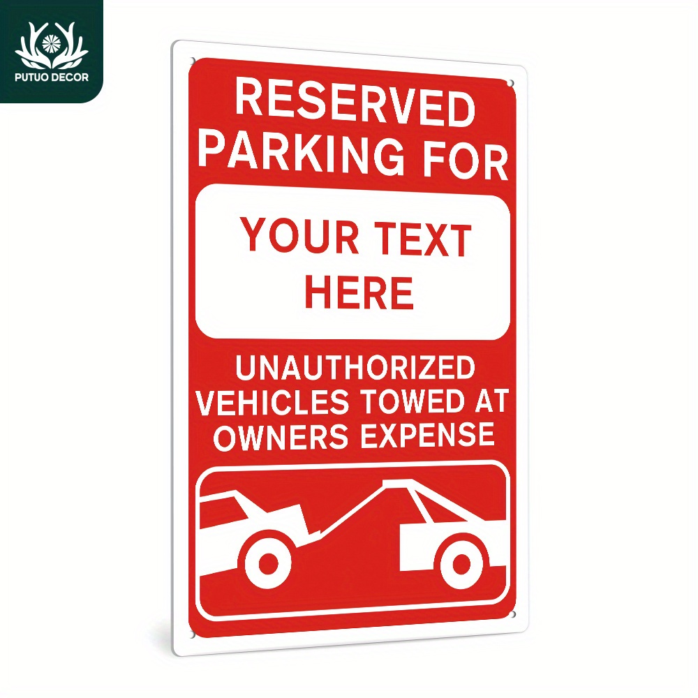 

Putuo Decor Customizable Parking Metal Sign - No Electricity Needed, Metal Material, Tow Warning, Personalized Text Option, Decoration For Home, Farmhouse, Parking - 1pc