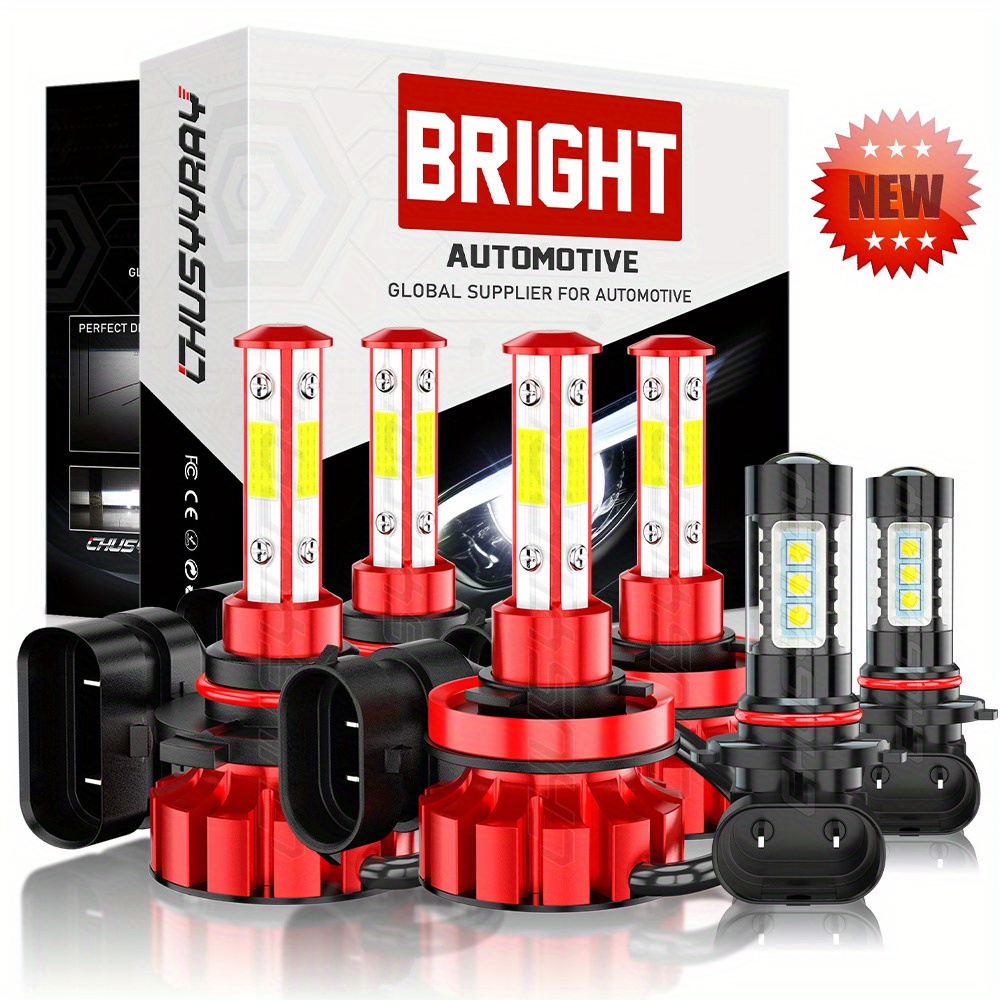 

For Ford F150 2015-2022 Led Headlight Bulbs +fog Lights Combo Kit, 9005 H11 9145 55w 500% 6000k 8000lm, , Without Battery