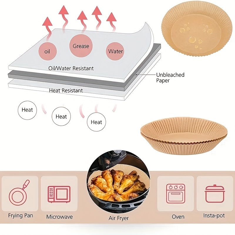 50 100pcs multi size disposable square air fryer liners non stick heat resistant for baking roasting cooking essential kitchen accessory polypropylene material details 12