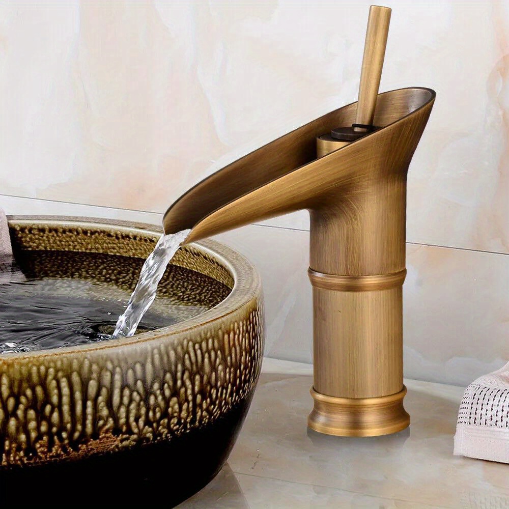 

Retro Washbasin Faucet Waterfall Wash Basin Faucet Bathroom Kitchen Single Hand Mixer