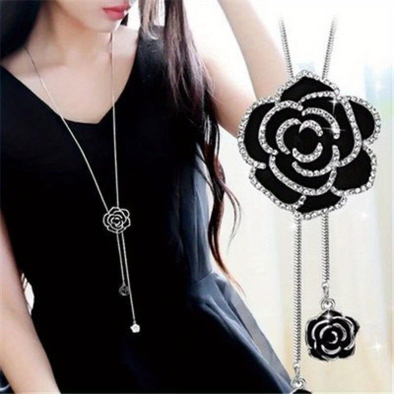 

1pc Inlaid Long Necklace For Women