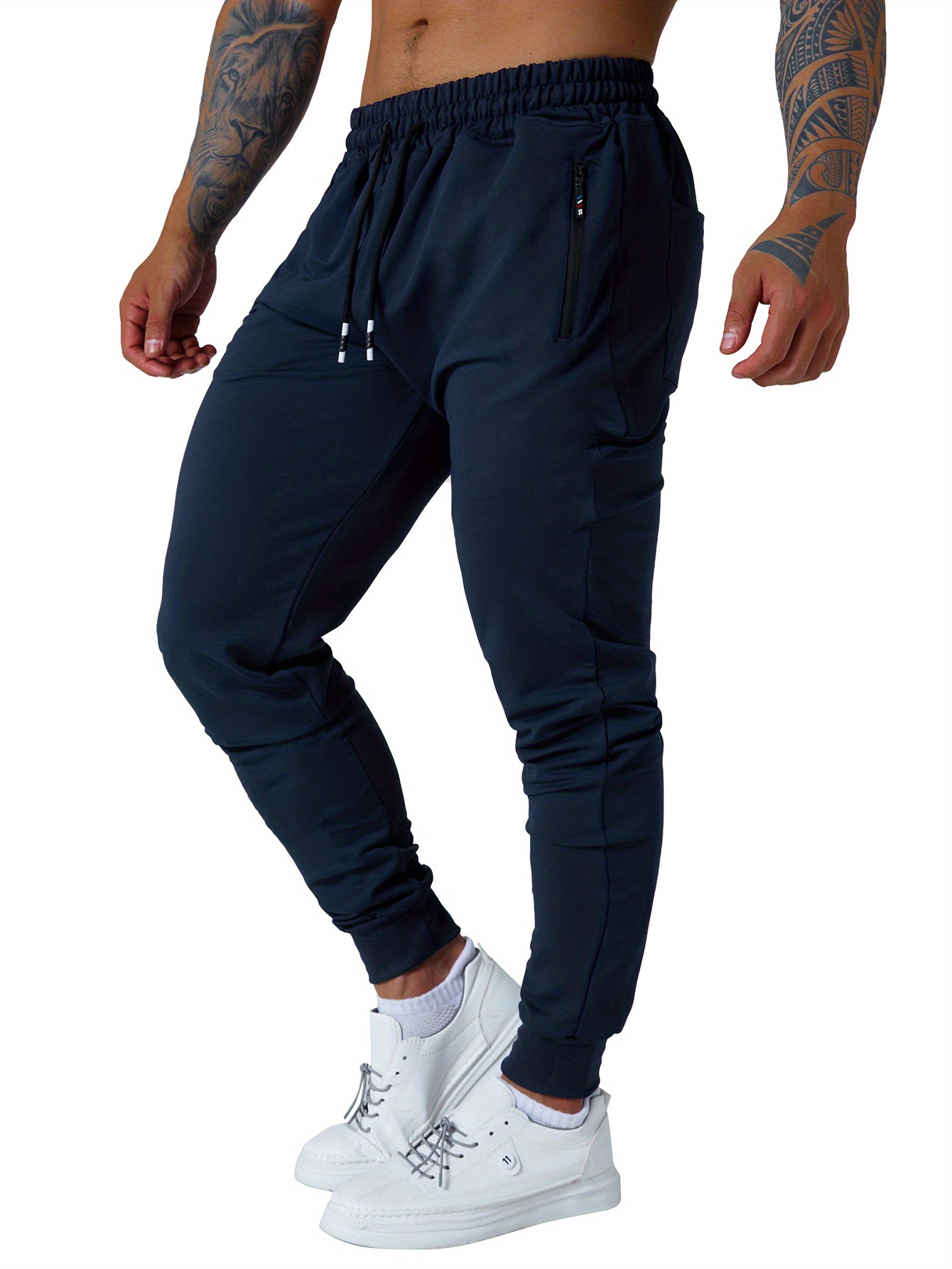 Fitness Clothing Men's Athletic Joggers With Zipper Pockets