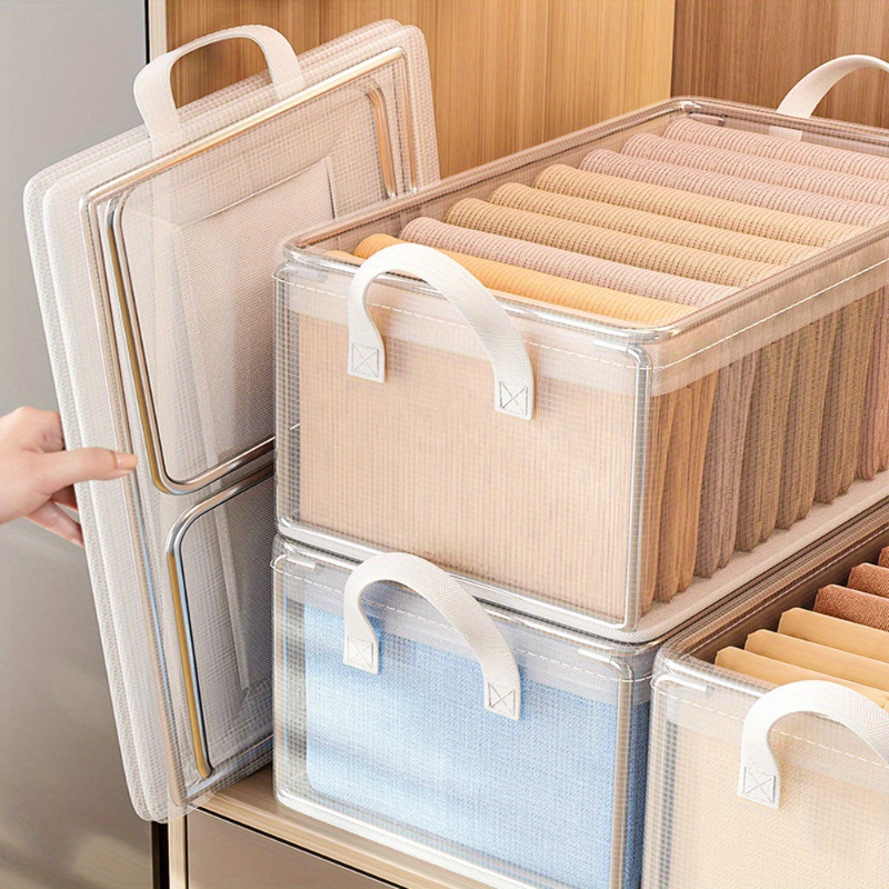 4-pack Pvc Multifunctional Durable Storage Box, Plastic Storage Box With Clear , With For Clothes And Additions Storage - Foldable Containers For Home, Dorm, And