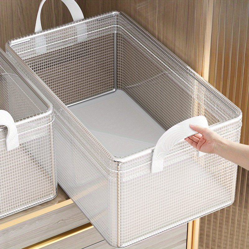 4 pack plastic storage bins with and reinforced handles clear stackable organizer boxes with lids for clothing books home and dorm essentials details 2