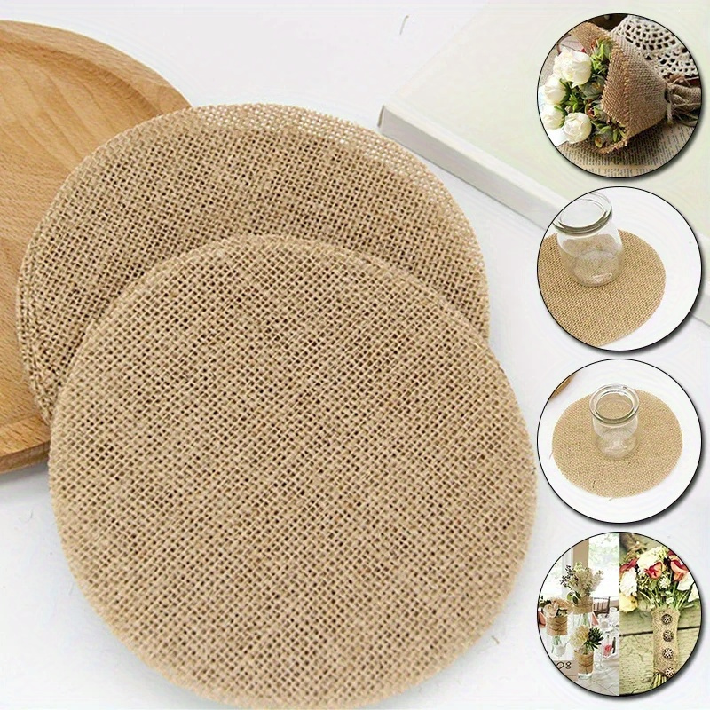 

10pcs Handcrafted Jute Placemats - Round & Rustic Heat-resistant Mats - Ideal For Wedding Decor & Holiday Gatherings