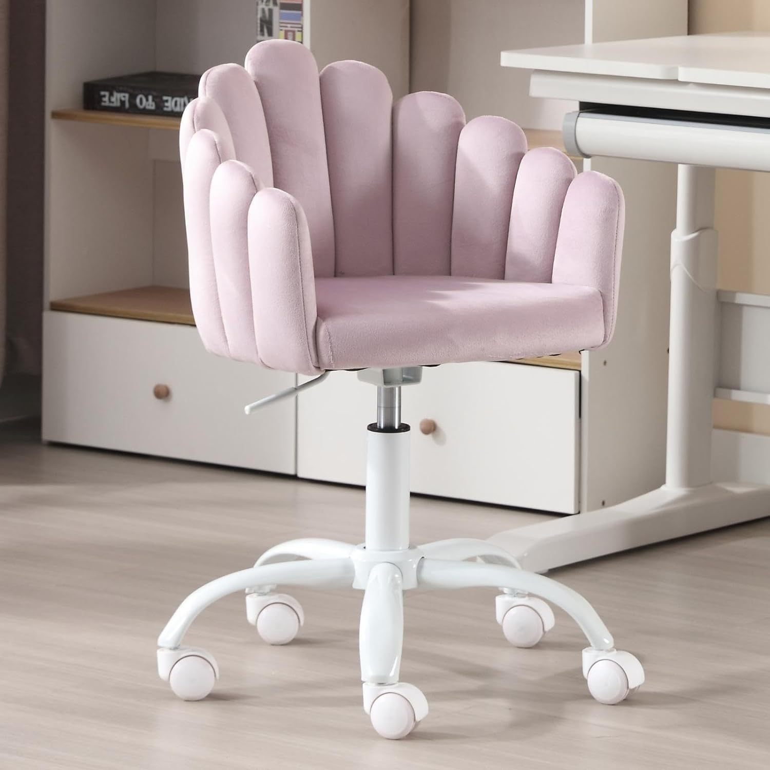 TEMU 1pc Wheeled Rotating Office Chair, Small Adjustable Armrest Computer , Suitable For Offices, Dressing Tables