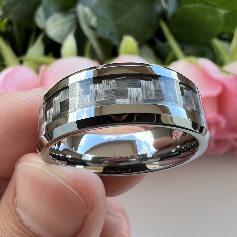 

1 Gray 8mm Tungsten Steel Ring, Exclusively For Men And Women, Valentine's Day Gift