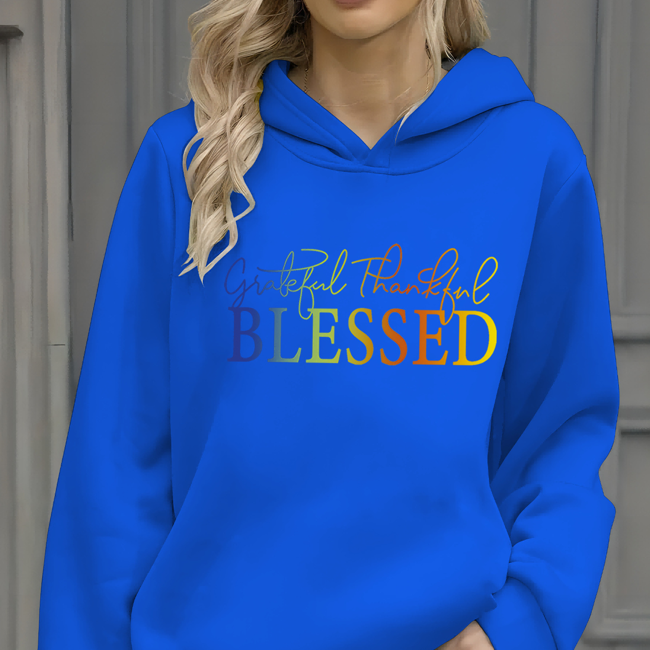 

Blessed Print Long Sleeve Hoodie, Casual Hoodies Sweatshirt For Fall ＆ Winter, Women's Clothing