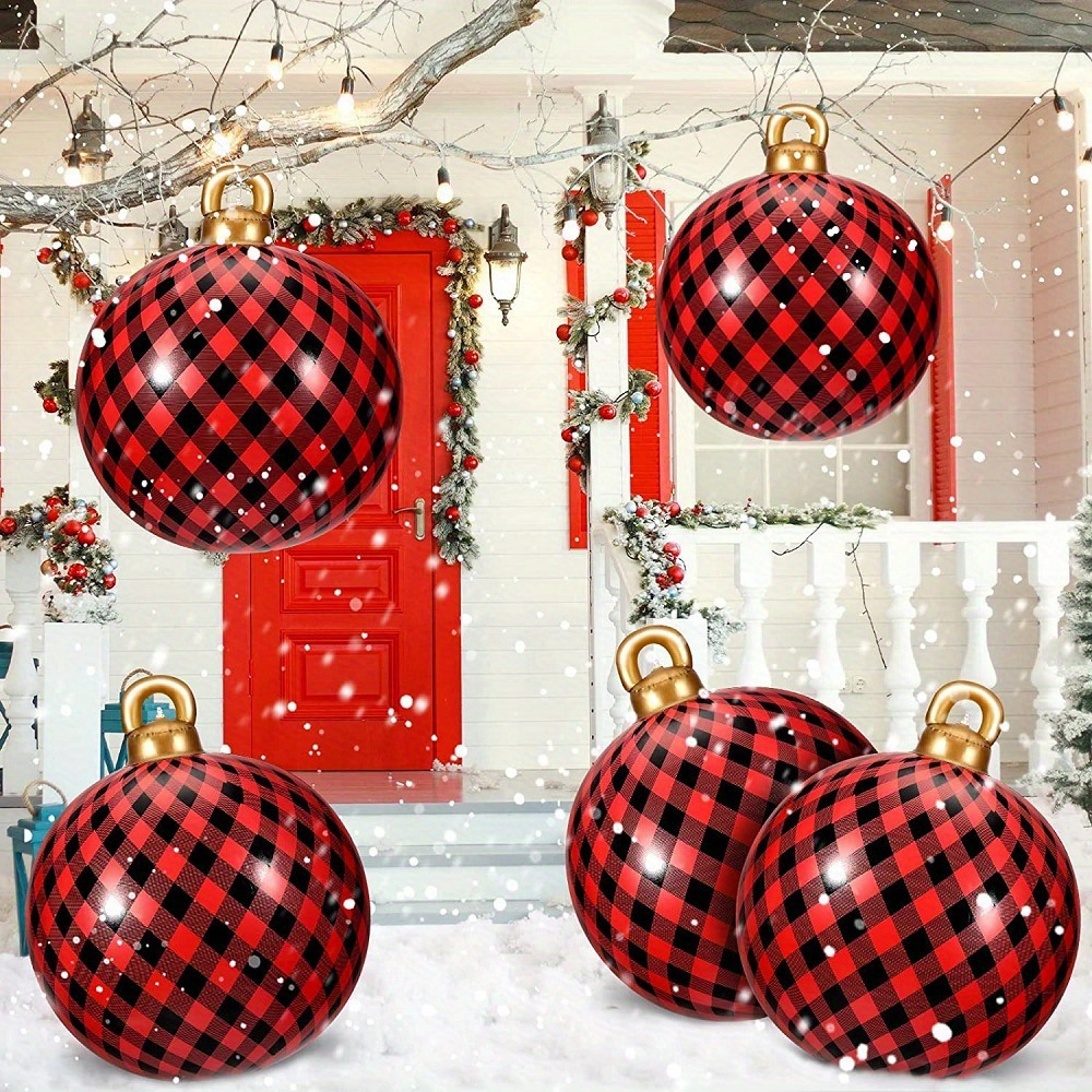 

1 Pc Round Rubber Balloon For Christmas & Fall Occasions, 14+ Age Group – Black & White, Red Plaid Design, Inflatable Decoration For Outdoor & Indoor, No Electricity Needed, Ideal For Thanksgiving &