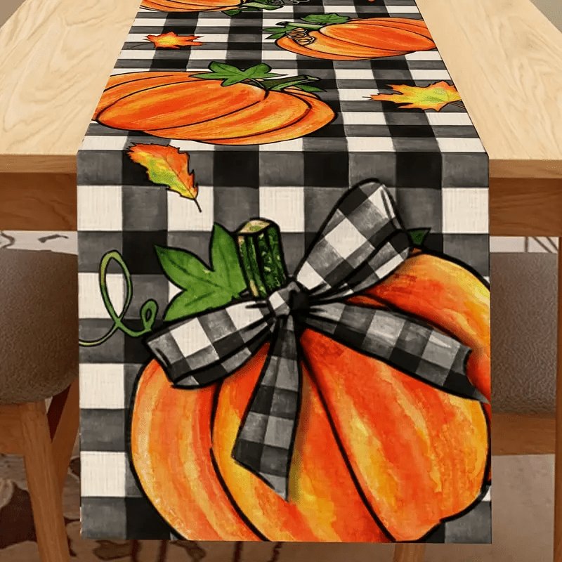 

Watercolor Pumpkin Runner - 13" X 72" Polyester For Fall Decor, Thanksgiving And Seasonal Kitchen & Dining Room Accents