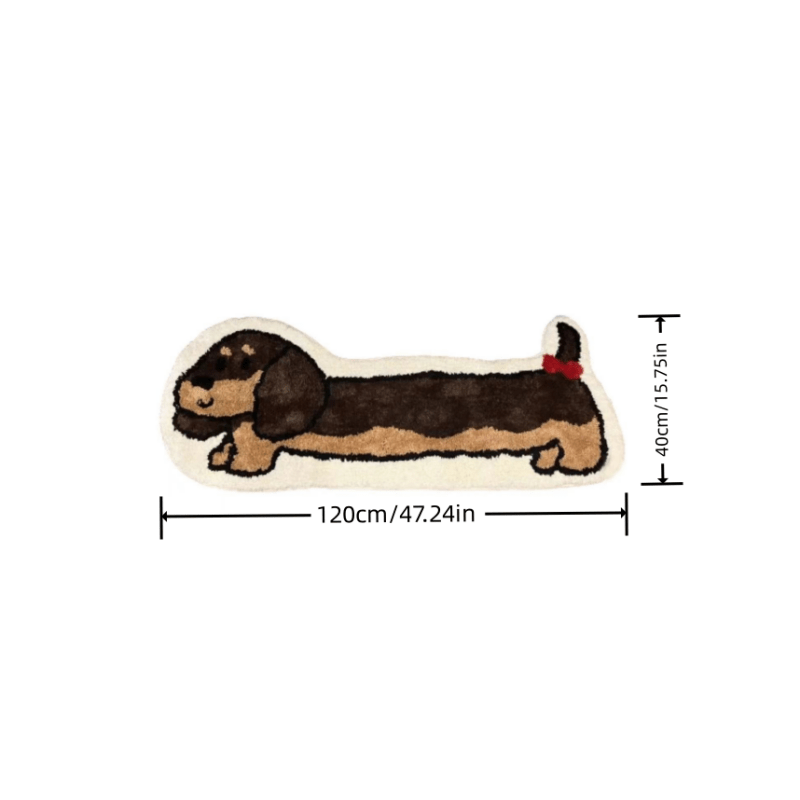 Faux Cashmere 1000g/m² 10mm Thick Bedside Carpet Cartoon Irregular Mat Sausage Dog Carpet