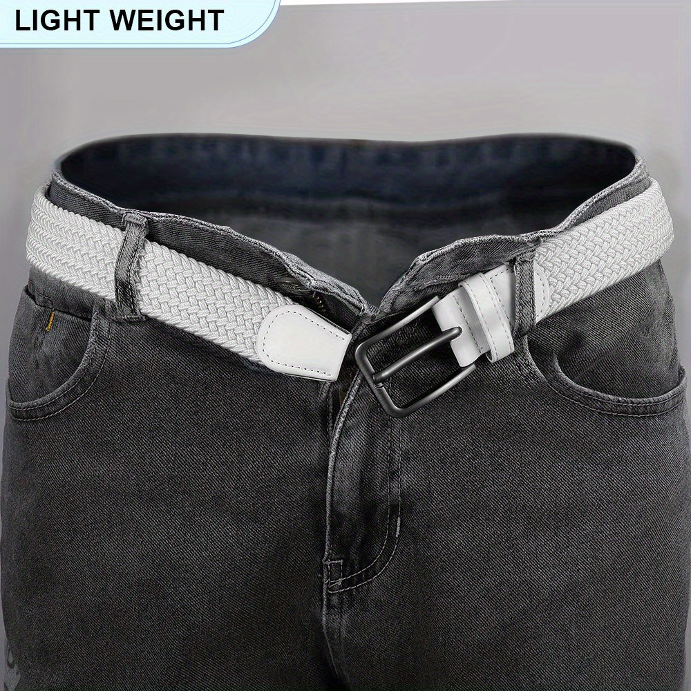Men's Elastic Woven Belt with Alloy Pin Buckle