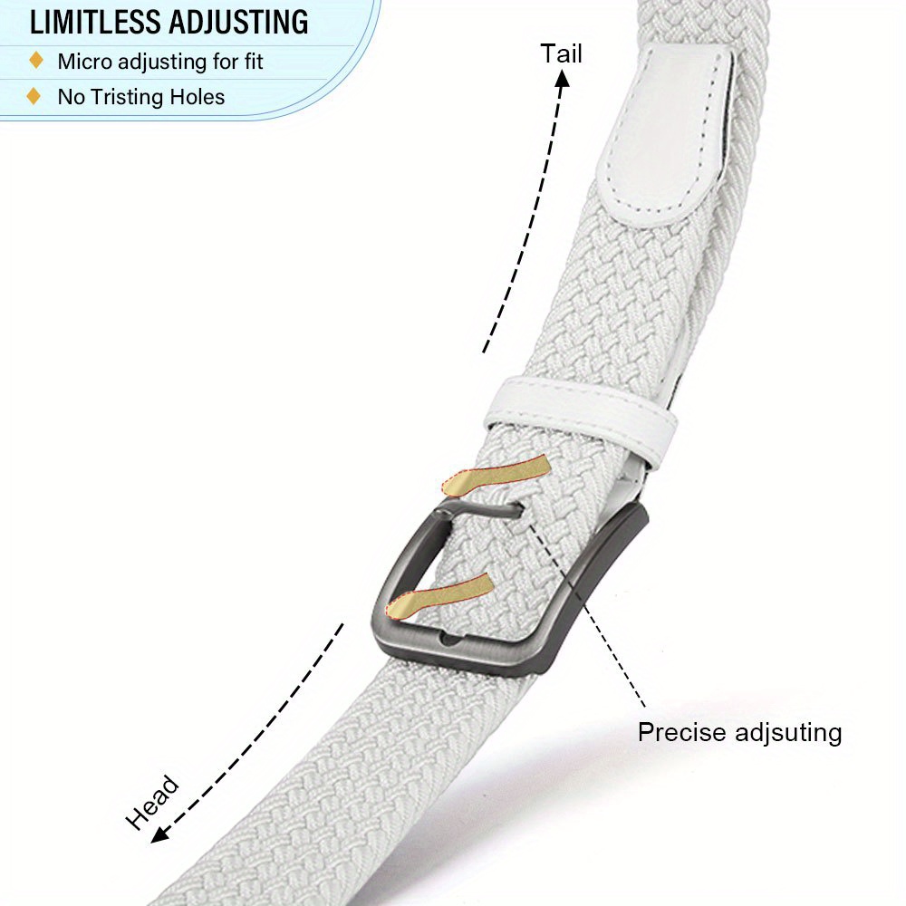 Men's Elastic Woven Belt with Alloy Pin Buckle