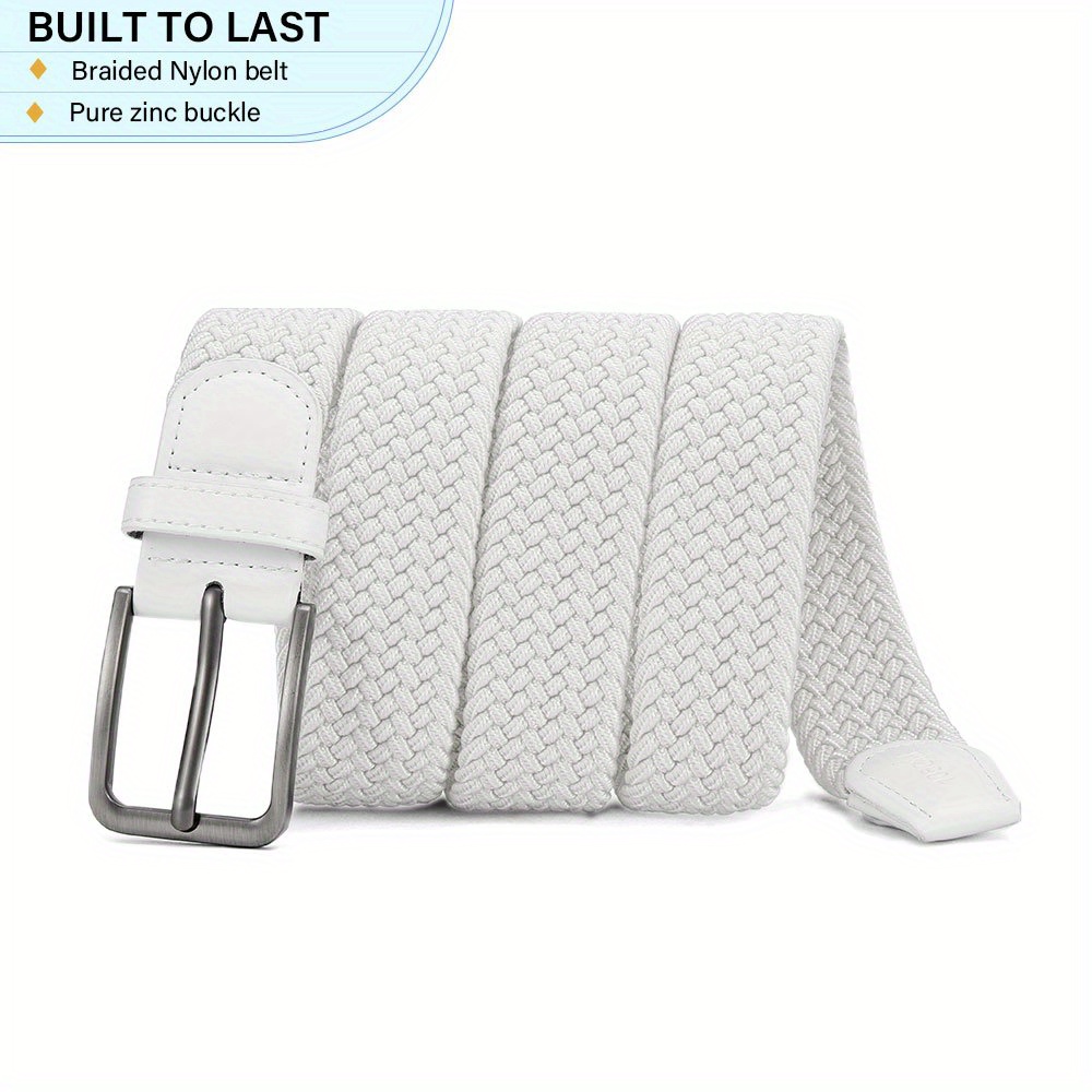 Men's Elastic Woven Belt with Alloy Pin Buckle