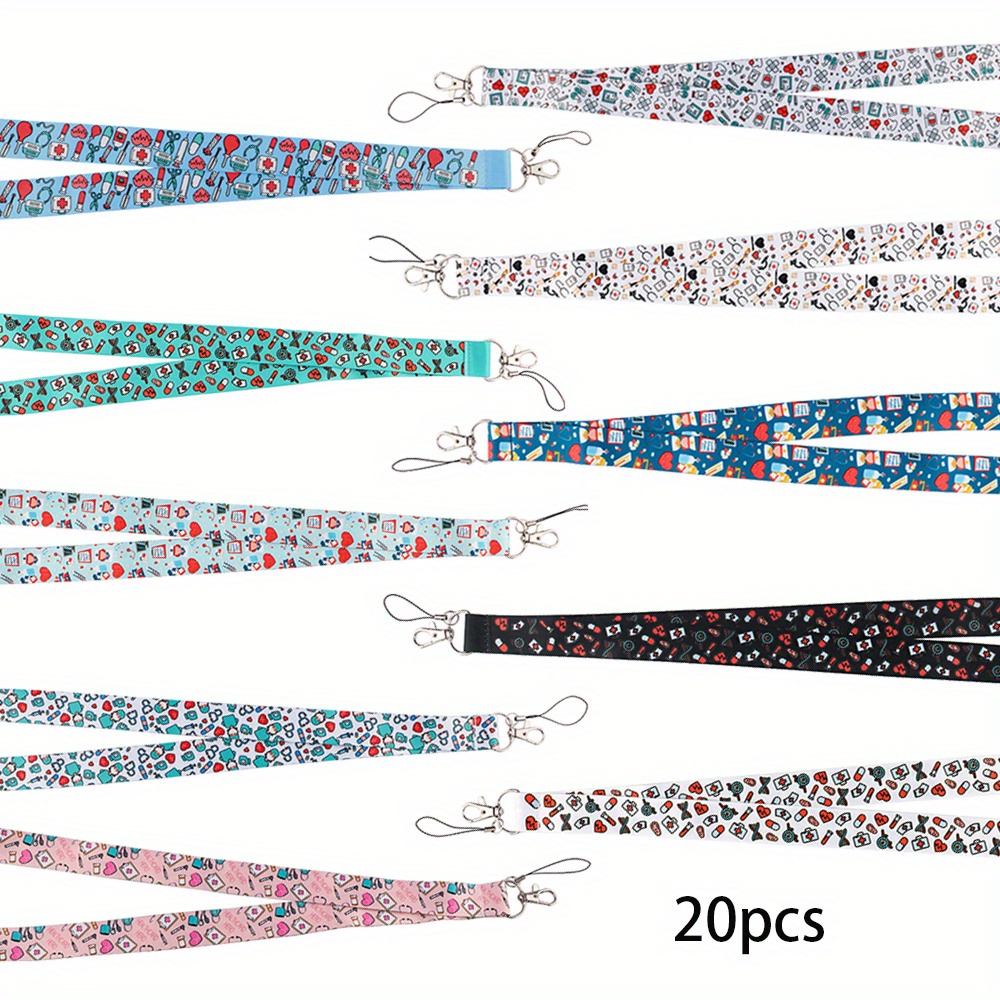 Image of 10pcs/20pcs Set Doctor Nurse Cartoon Neck Strap Lanyards For Keys Keychain Badge Holder Id Credit Card Pass Hang Rope Phone Charm Accessories Detachable