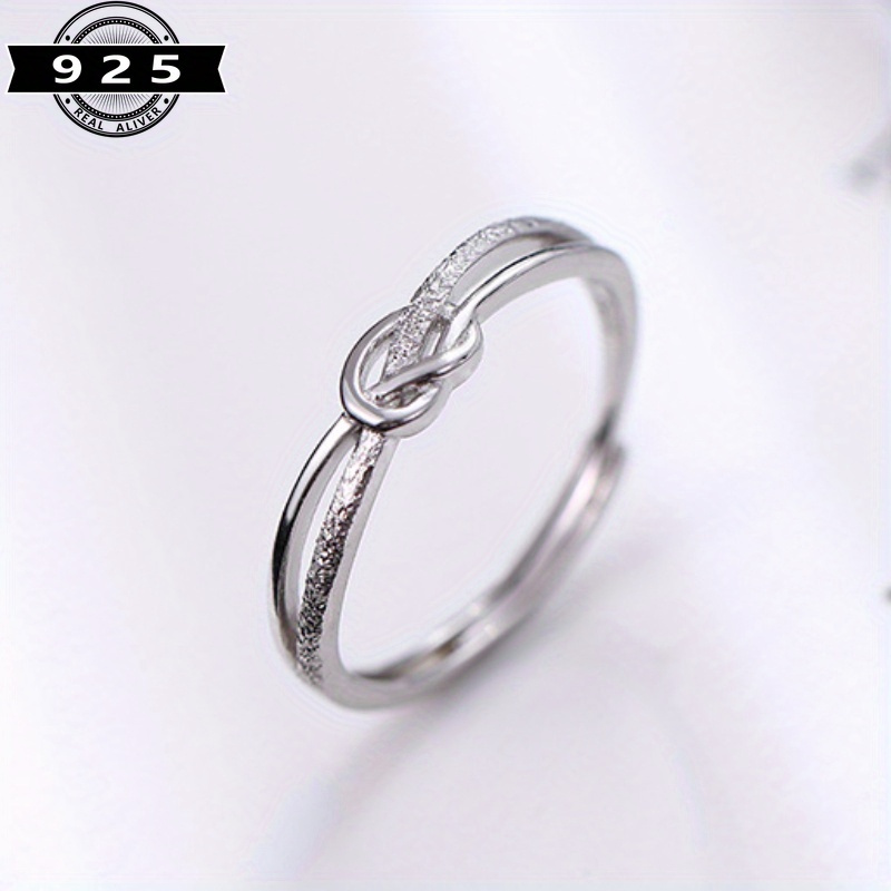 Image of S925 Sterling Silvery Plain Ring Female Light Luxury Ring Niche Design Temperament Personality 1.5g/ 0.053oz