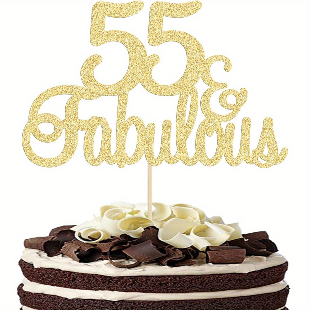 55歳 & 輝くケーキトッパー - 1個の輝くお祝いピック 55歳の誕生