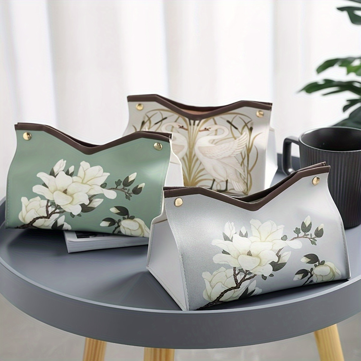 1pc elegant floral printed pu leather tissue box with   hardware   green rectangular tissue holder storage organizer decorative napkin dispenser for bathroom living room bedroom vanity countertop durable easy clean   decor in beige brown green gray white bathroom organizer sturdy construction     housewarming gift interior design lovers Product details 1