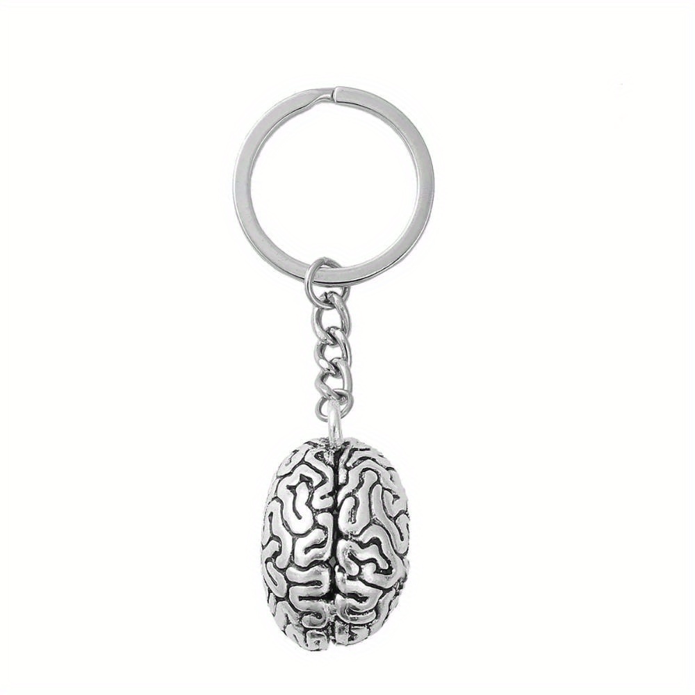 

Stainless Steel Brain Keychain - 3d Anatomical Human Design, Silvery-tone, Halloween & Birthday Gifts, Fashionable Accessory For Women