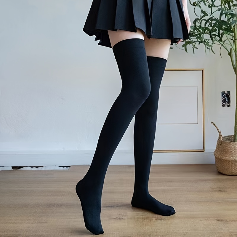 

Chic Solid Color Over-the-knee Socks For Women - Stretchy, Comfortable Polyester Thigh High Stockings