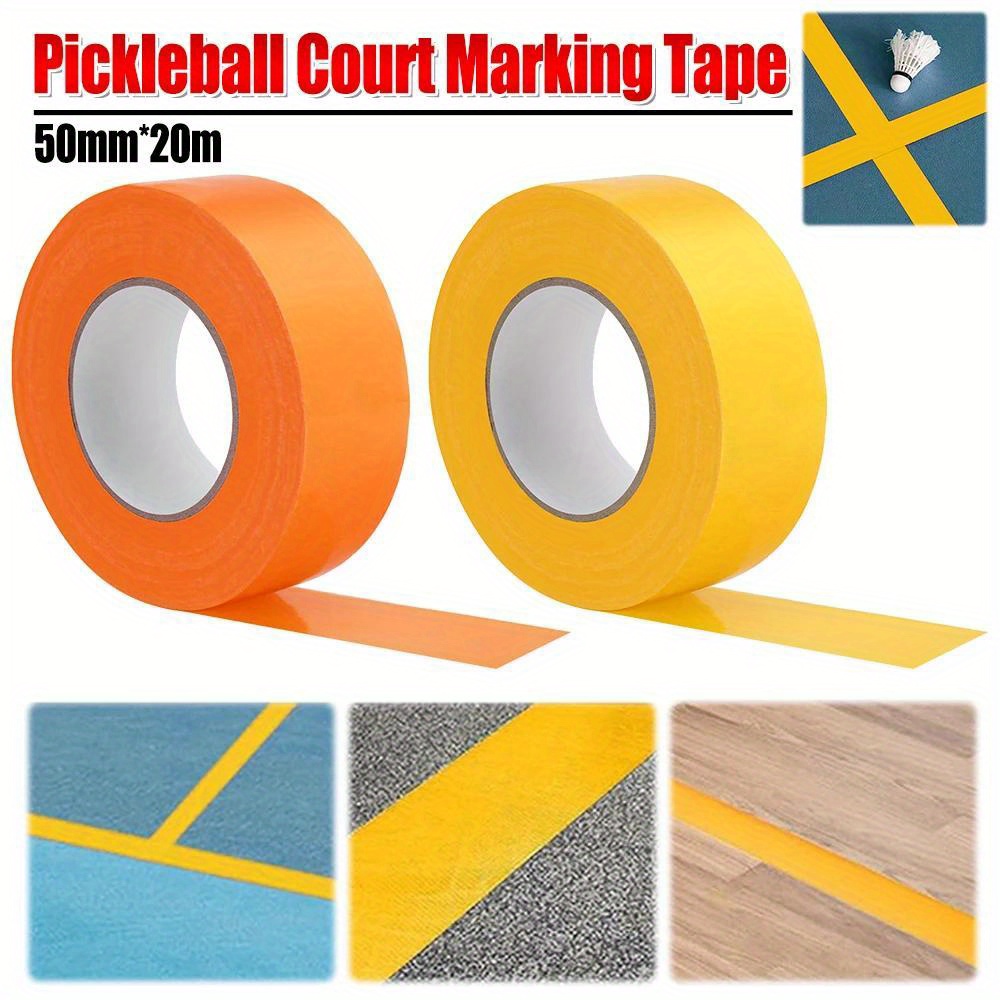 

Diy Sports Court Marking Tape: 1-2 Rolls, 20m X 50mm, Pvc Material, Cut For Pickleball, Tennis, Basketball Courts