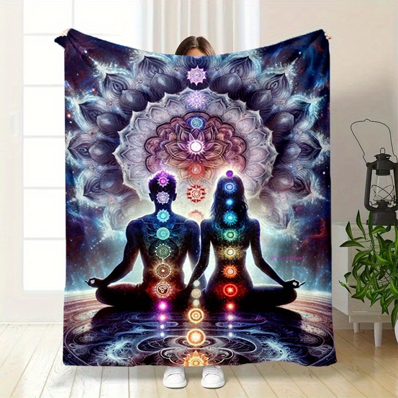 

Couverture de Mandala Chakra 3D – Flanelle Douce, Design Vibrant avec , Chaude & Confortable pour Lit, Canapé, Décoration Maison, Studio de Yoga, Camping et Cadeaux