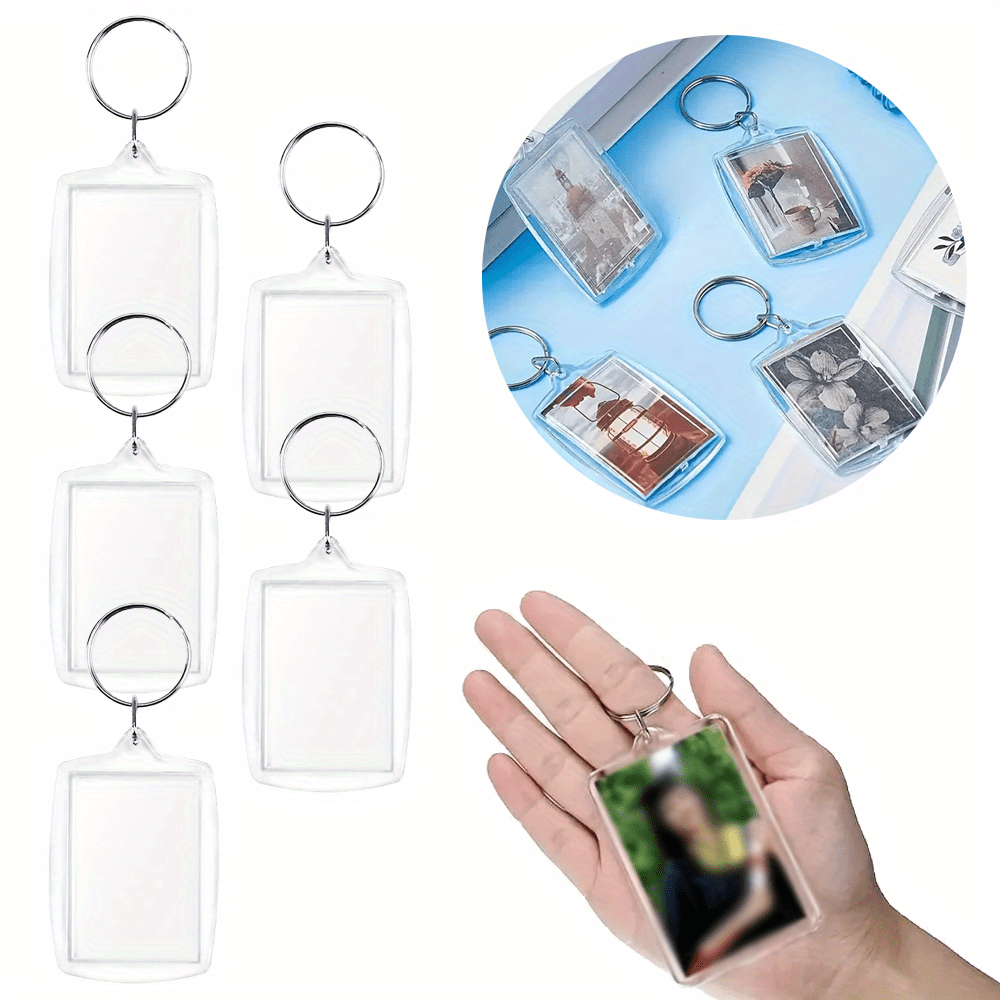 

5pcs Porte-clés Cadre Photo en Acrylique Transparent - DIY Rectangulaire 5.5x4cm Porte-Carte, Pendentif Photo pour Couples, Famille & Amis, Cadeau de la Saint-Valentin, Artisanat de Cadeaux Photo