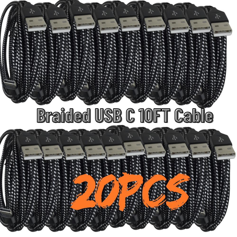 

20pcs 10ft Usb Type C Fast Charger Cable Charging Cord S8 S9 S10 15