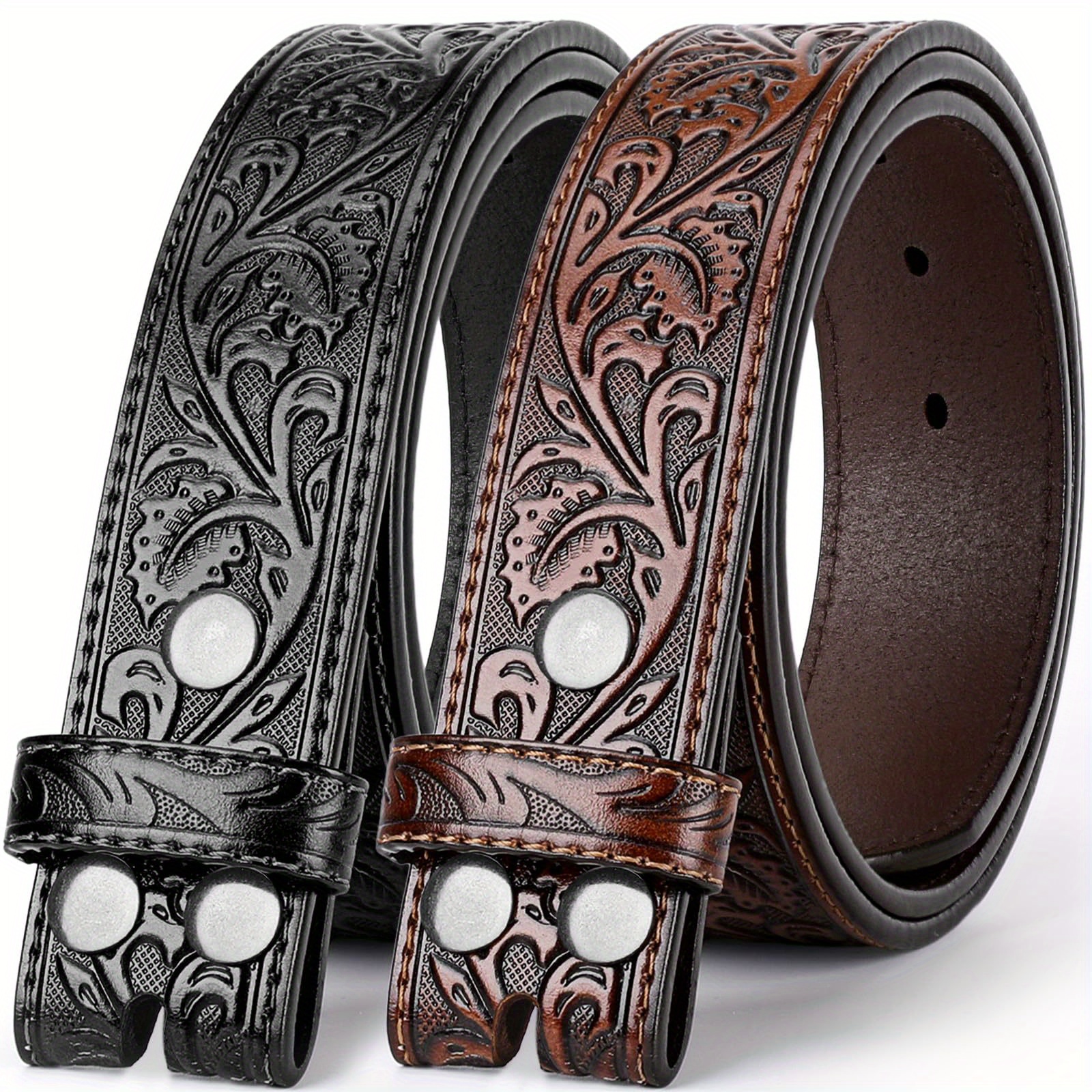 2 pack fashionable western belts strap men no - Temu display picture 2
