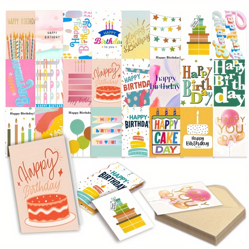 

24-piece Blank Birthday Cards With Envelopes - Perfect For Personalized Greetings