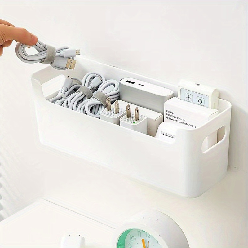 TEMU 1pc Wall-mounted Storage Box Can Store A Of Data Cables, Remote Controls And Office Supplies. Suitable For Offices And Bedrooms And On A Desktop Or Affixed To A Wall